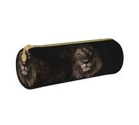 YWSOTRE Chute du Lion modèle 3D, Trousse à Crayons Étui à Stylo cylindrique Sac à Crayons en Cuir Portable avec Sac à cosmétiques à Fermeture éclair
