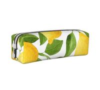 YWSOTRE Citrons Aquarelle Jaune Vif, Trousse à Crayons, étui à stylos, Sac à Crayons en Cuir Portable avec Pochette à cosmétiques à Fermeture éclair