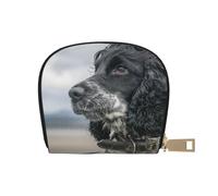 YWSOTRE Cocker Anglais Grandes Oreilles Bouclées Noir, Sac à Cartes en Cuir PU, Portefeuille Porte-Cartes de crédit, étui à Cartes
