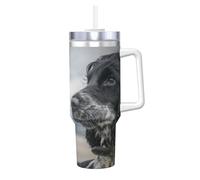 YWSOTRE Cocker Spaniel anglais à grandes oreilles bouclées, noir,Bouteille d'eau en acier inoxydable avec poignée Ice Bully Cup 40 oz
