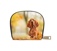 YWSOTRE Cocker Spaniel Automne Parc Chiens Épagneul Brun, Sac à Cartes en Cuir PU, Portefeuille Porte-Cartes de crédit, étui à Cartes
