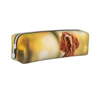 YWSOTRE Cocker Spaniel Automne Parc Chiens Épagneul Brun, Trousse à Crayons, étui à stylos, Sac à Crayons en Cuir Portable avec Pochette à cosmétiques à Fermeture éclair