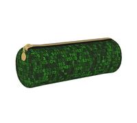 YWSOTRE Code Informatique décimal Vert du Programmeur, Trousse à Crayons Étui à Stylo cylindrique Sac à Crayons en Cuir Portable avec Sac à cosmétiques à Fermeture éclair