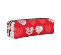 YWSOTRE Coeurs Rouges et Blancs et Amour, Trousse à Crayons, étui à stylos, Sac à Crayons en Cuir Portable avec Pochette à cosmétiques à Fermeture éclair