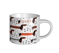 YWSOTRE Comédie musicale « Dachshund Dogs In Form »,Tasse en céramique grande capacité, tasse à thé, tasse à café 450 ml
