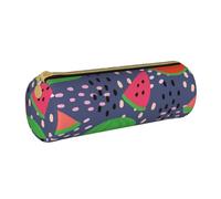 YWSOTRE Conception de pastèque aux Fruits d'été, Trousse à Crayons Étui à Stylo cylindrique Sac à Crayons en Cuir Portable avec Sac à cosmétiques à Fermeture éclair