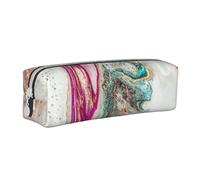YWSOTRE Conception de Surface en marbre doré Vert Violet, Trousse à Crayons, étui à stylos, Sac à Crayons en Cuir Portable avec Pochette à cosmétiques à Fermeture éclair