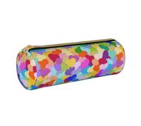 YWSOTRE Confettis Coeur Arc-en-Ciel, Trousse à Crayons Étui à Stylo cylindrique Sac à Crayons en Cuir Portable avec Sac à cosmétiques à Fermeture éclair