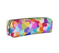 YWSOTRE Confettis Coeur Arc-en-Ciel, Trousse à Crayons, étui à stylos, Sac à Crayons en Cuir Portable avec Pochette à cosmétiques à Fermeture éclair