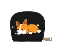 YWSOTRE Corgi Mignon Dormant, Sac à Cartes en Cuir PU, Portefeuille Porte-Cartes de crédit, étui à Cartes