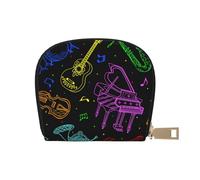 YWSOTRE Couleurs néon des Instruments de Musique, Sac à Cartes en Cuir PU, Portefeuille Porte-Cartes de crédit, étui à Cartes