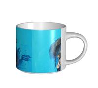 YWSOTRE Dauphins au visage souriant imprimés,Tasse en céramique grande capacité, tasse à thé, tasse à café 450 ml