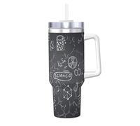 YWSOTRE Dessin scientifique manuscrit imprimé,Bouteille d'eau en acier inoxydable avec poignée Ice Bully Cup 40 oz