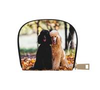 YWSOTRE Deux Caniche Royal Automne, Sac à Cartes en Cuir PU, Portefeuille Porte-Cartes de crédit, étui à Cartes