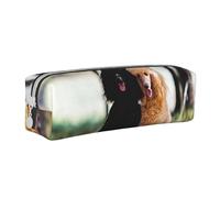 YWSOTRE Deux Caniche Royal Automne, Trousse à Crayons, étui à stylos, Sac à Crayons en Cuir Portable avec Pochette à cosmétiques à Fermeture éclair