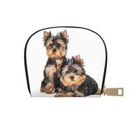 YWSOTRE Deux Chiots Yorkshire Terrier, Sac à Cartes en Cuir PU, Portefeuille Porte-Cartes de crédit, étui à Cartes