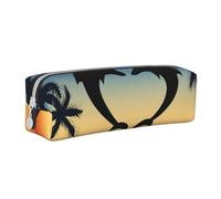 YWSOTRE Deux Dauphins sautant en Forme de Coeur, Trousse à Crayons, étui à stylos, Sac à Crayons en Cuir Portable avec Pochette à cosmétiques à Fermeture éclair