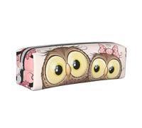 YWSOTRE Deux hiboux Mignons de Dessin animé, Trousse à Crayons, étui à stylos, Sac à Crayons en Cuir Portable avec Pochette à cosmétiques à Fermeture éclair