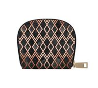 YWSOTRE Diamants géo cuivrés et Noirs, Sac à Cartes en Cuir PU, Portefeuille Porte-Cartes de crédit, étui à Cartes