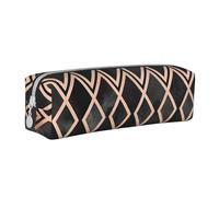 YWSOTRE Diamants géo cuivrés et Noirs, Trousse à Crayons, étui à stylos, Sac à Crayons en Cuir Portable avec Pochette à cosmétiques à Fermeture éclair