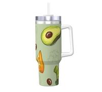 YWSOTRE Doodle Brocoli Fromage Avocat,Bouteille d'eau en acier inoxydable avec poignée Ice Bully Cup 40 oz