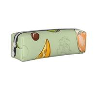 YWSOTRE Doodle Brocoli Fromage Avocat, Trousse à Crayons, étui à stylos, Sac à Crayons en Cuir Portable avec Pochette à cosmétiques à Fermeture éclair