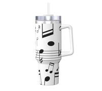 YWSOTRE Échelles de notes de musique noire,Bouteille d'eau en acier inoxydable avec poignée Ice Bully Cup 40 oz