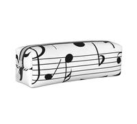 YWSOTRE Échelles de Notes de Musique Noire, Trousse à Crayons, étui à stylos, Sac à Crayons en Cuir Portable avec Pochette à cosmétiques à Fermeture éclair