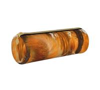 YWSOTRE Écureuil Mignon Mangeant des Noix, Trousse à Crayons Étui à Stylo cylindrique Sac à Crayons en Cuir Portable avec Sac à cosmétiques à Fermeture éclair