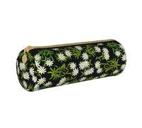YWSOTRE Edelweiss Alpin Suisse Floral, Trousse à Crayons Étui à Stylo cylindrique Sac à Crayons en Cuir Portable avec Sac à cosmétiques à Fermeture éclair