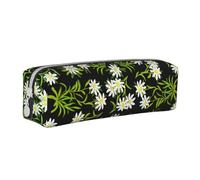 YWSOTRE Edelweiss Alpin Suisse Floral, Trousse à Crayons, étui à stylos, Sac à Crayons en Cuir Portable avec Pochette à cosmétiques à Fermeture éclair