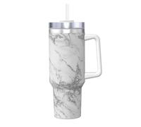 YWSOTRE Élégant Chic Blanc Gris Argent Paillettes Marbre,Bouteille d'eau en acier inoxydable avec poignée Ice Bully Cup 40 oz