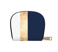 YWSOTRE Élégant Faux Or Bleu Marine Rayures Blanches Accent, Sac à Cartes en Cuir PU, Portefeuille Porte-Cartes de crédit, étui à Cartes