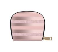 YWSOTRE Élégante Rayure Rose Blush à Paillettes d'or Rose, Sac à Cartes en Cuir PU, Portefeuille Porte-Cartes de crédit, étui à Cartes