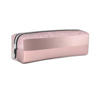 YWSOTRE Élégante Rayure Rose Blush à Paillettes d'or Rose, Trousse à Crayons, étui à stylos, Sac à Crayons en Cuir Portable avec Pochette à cosmétiques à Fermeture éclair