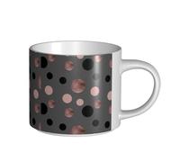 YWSOTRE Élégants faux cercles roses et noirs,Tasse en céramique grande capacité, tasse à thé, tasse à café 450 ml