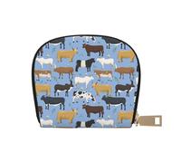 YWSOTRE Ensemble de taureaux et de Vaches, Animaux de Ferme, mammifères bovins, Sac à Cartes en Cuir PU, Portefeuille Porte-Cartes de crédit, étui à Cartes