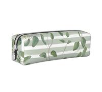 YWSOTRE Eucalyptus Dollar Argent Vert, Trousse à Crayons, étui à stylos, Sac à Crayons en Cuir Portable avec Pochette à cosmétiques à Fermeture éclair