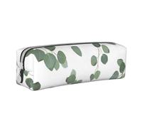 YWSOTRE Eucalyptus Dollar Argent Vert, Trousse à Crayons, étui à stylos, Sac à Crayons en Cuir Portable avec Pochette à cosmétiques à Fermeture éclair