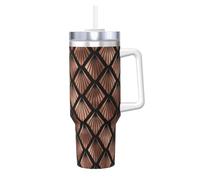 YWSOTRE Éventails Art Déco en or rose sur fond noir,Bouteille d'eau en acier inoxydable avec poignée Ice Bully Cup 40 oz