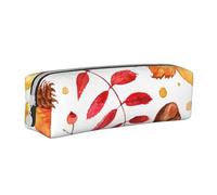 YWSOTRE Feuille botanique d'automne, Trousse à Crayons, étui à stylos, Sac à Crayons en Cuir Portable avec Pochette à cosmétiques à Fermeture éclair