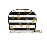 YWSOTRE Feuille d'or Rayée Noir Et Blanc, Sac à Cartes en Cuir PU, Portefeuille Porte-Cartes de crédit, étui à Cartes