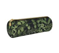 YWSOTRE Feuilles Botaniques, Trousse à Crayons Étui à Stylo cylindrique Sac à Crayons en Cuir Portable avec Sac à cosmétiques à Fermeture éclair