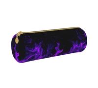 YWSOTRE Flamme Violette, Trousse à Crayons Étui à Stylo cylindrique Sac à Crayons en Cuir Portable avec Sac à cosmétiques à Fermeture éclair