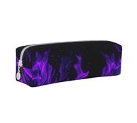 YWSOTRE Flamme Violette, Trousse à Crayons, étui à stylos, Sac à Crayons en Cuir Portable avec Pochette à cosmétiques à Fermeture éclair