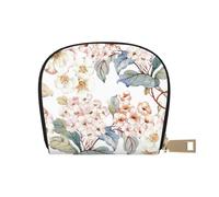 YWSOTRE Fleur Aquarelle Pastel Botanique Rose, Sac à Cartes en Cuir PU, Portefeuille Porte-Cartes de crédit, étui à Cartes