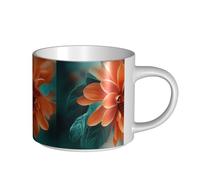 YWSOTRE Fleur de sarcelle et d'oranger,Tasse en céramique grande capacité, tasse à thé, tasse à café 450 ml