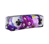 YWSOTRE Fleur Mauve, Trousse à Crayons, étui à stylos, Sac à Crayons en Cuir Portable avec Pochette à cosmétiques à Fermeture éclair