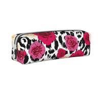 YWSOTRE Fleurs de léopard colorées, Trousse à Crayons, étui à stylos, Sac à Crayons en Cuir Portable avec Pochette à cosmétiques à Fermeture éclair