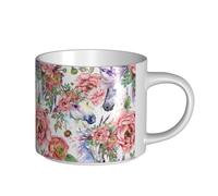 YWSOTRE Fleurs de roses de cheval à l'aquarelle,Tasse en céramique grande capacité, tasse à thé, tasse à café 450 ml